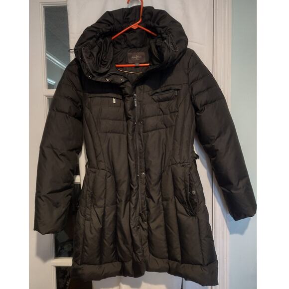 Cole Haan Women's Signature Down Feather Puffer Quilted Hood Belted Coat Medium - Picture 1 of 14